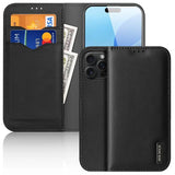 DUX DUCIS Genuine Real Leather Flip RFID Wallet Case for Apple iPhone 16 Pro - Black