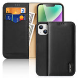 DUX DUCIS Genuine Real Leather Flip RFID Wallet Case for Apple iPhone 15 Plus - Black