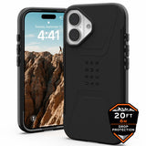 Urban Armor Gear (UAG) Civilian MagSafe Tough Case for iPhone 16 - Black