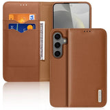 DUX DUCIS Real Leather Flip RFID Wallet Case for Samsung Galaxy S25 - Brown