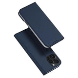 DUX DUCIS Skin Pro Faux Leather Wallet Flip Case for Apple iPhone 16 Pro - Blue